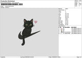 Swoosh Black Cat Embroidery File 6 sizes