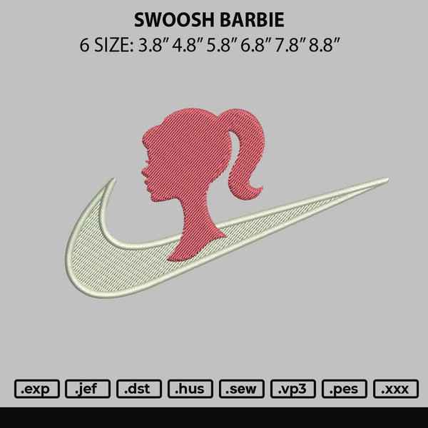 Swoosh Barbie Embroidery File 6 sizes