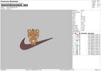 Swoosh Bear2405 Embroidery File 6 sizes