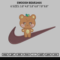 Swoosh Bear2405 Embroidery File 6 sizes