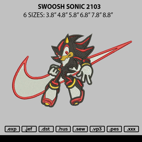 Swoosh Sonic 2301 Embroidery File 6 sizes
