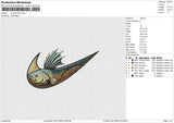 Swoosh Fish Embroidery File 6 size