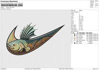 Swoosh Fish Embroidery File 6 size