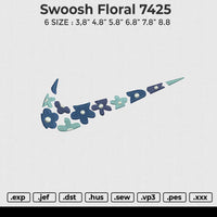 Swoosh Floral 7425 Embroidery File 6 size