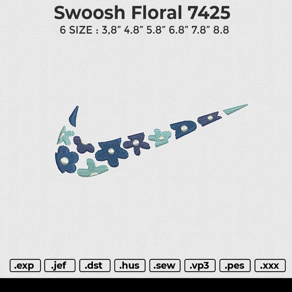 Swoosh Floral 7425 Embroidery File 6 size