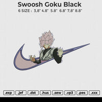 Swoosh Goku Black Embroidery File 6 size