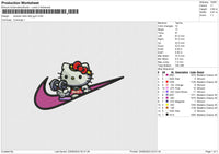 Swoosh Hello kitty Gym Embroidery File 6 size