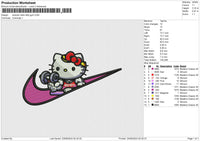 Swoosh Hello kitty Gym Embroidery File 6 size