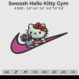 Swoosh Hello kitty Gym Embroidery File 6 size