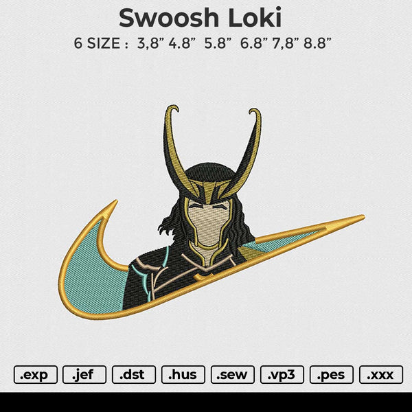 Swoosh Loki Embroidery File 6 size