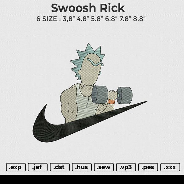 Swoosh Rick Embroidery File 6 size