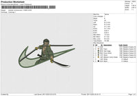 Swoosh Roronoa Zoro 112824 Embroidery File 6 size
