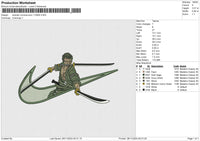 Swoosh Roronoa Zoro 112824 Embroidery File 6 size