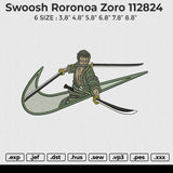 Swoosh Roronoa Zoro 112824 Embroidery File 6 size