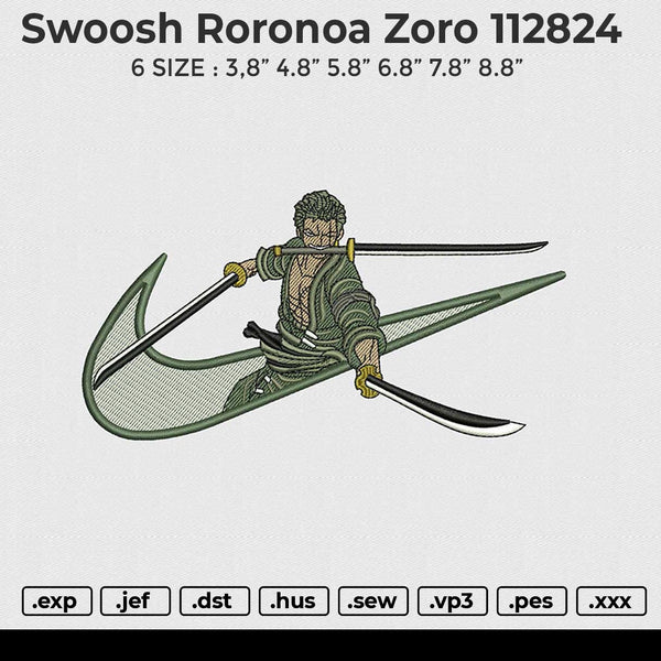 Swoosh Roronoa Zoro 112824 Embroidery File 6 size