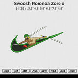 Swoosh Roronoa Zoro x Embroidery File 6 size