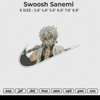 Swoosh Sanemi Embroidery File 6 size