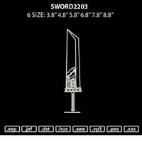 Sword2203 Embroidery File 6 sizes