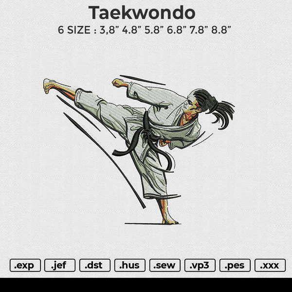 Taekwondo Embroidery File 6 size