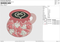 Teacup Embroidery File 6 size