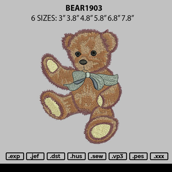 Bear1903 Embroidery File 6 sizes