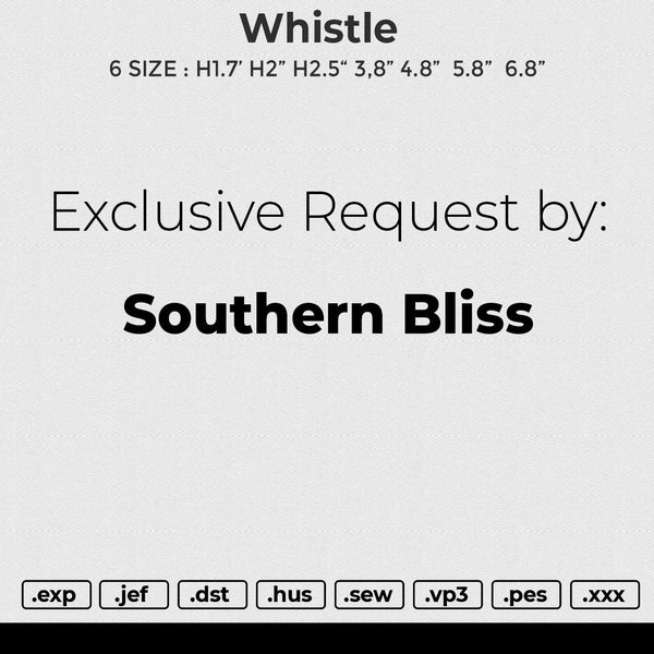 Whistle Embroidery File 6 size