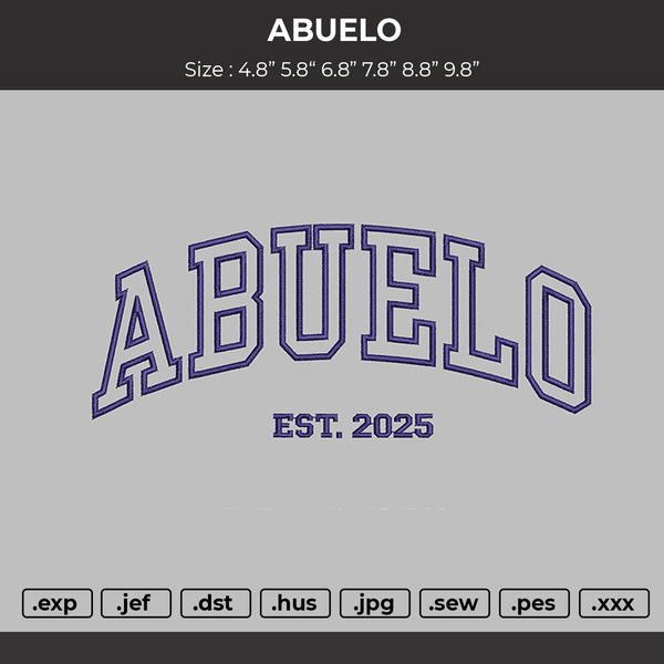 ABUELO Embroidery File 6 Size