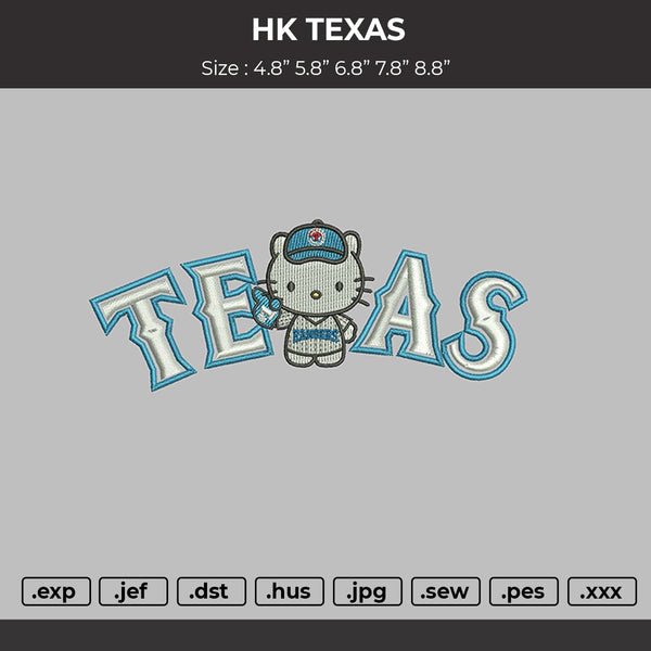 Texas Hk V2 Embroidery File 6 sizes