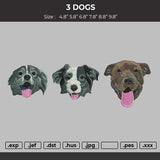 3 DOGS FLAT Embroidery File