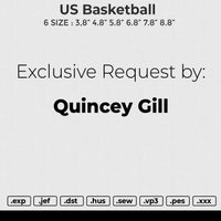 US Basketball Embroidery File 6 size