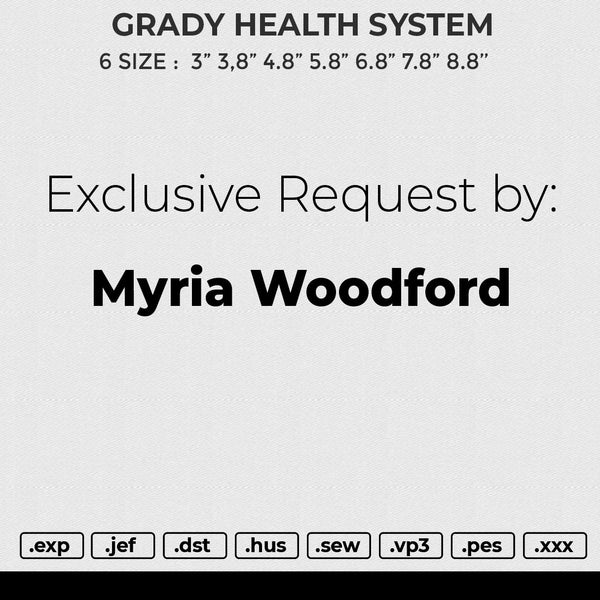 GRADY HEALTH SYSTEM Embroidery File 6 size