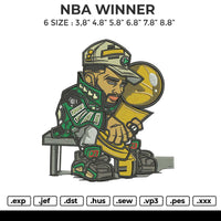 NBA WINNER Embroidery File 6 size