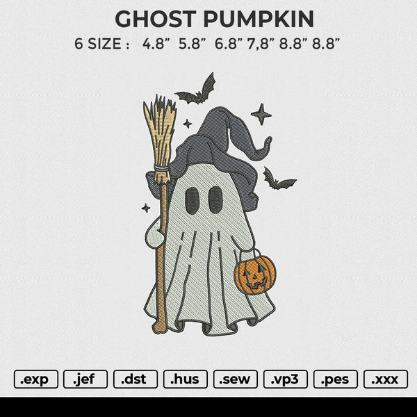 GHOST PUMPKIN Embroidery File 6 size