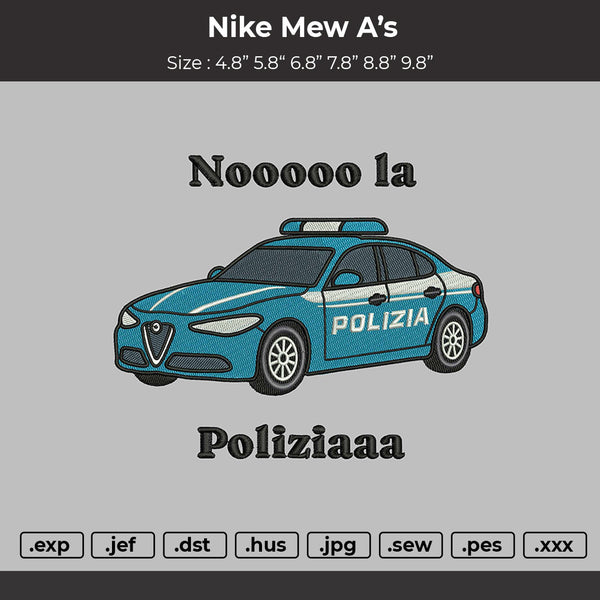 Polizia Car Embroidery File 6 sizes