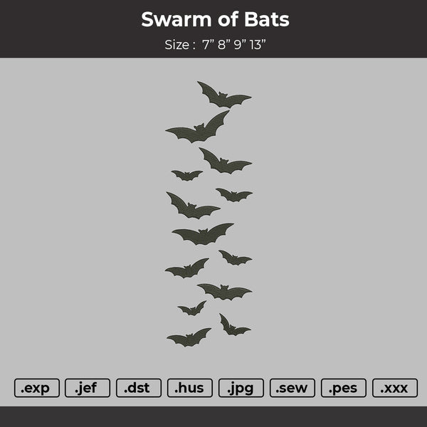 Swarm of bats Embroidery File