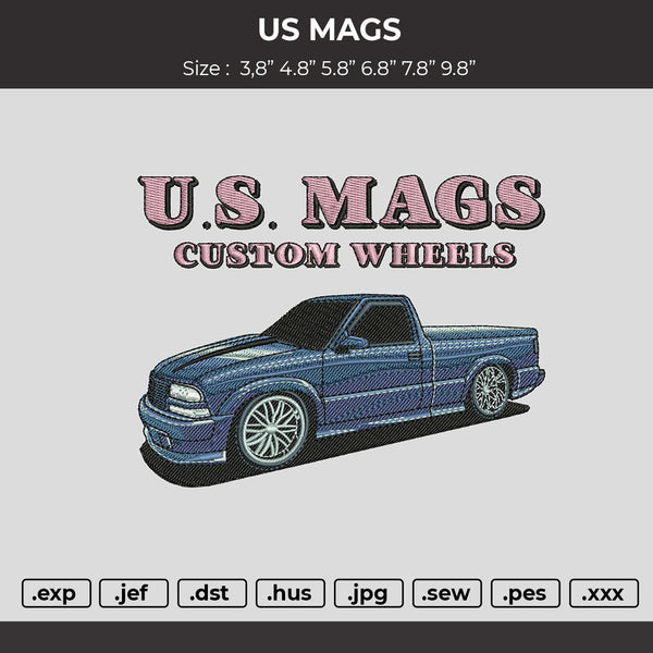 US MAGS Embroidery File 6 sizes