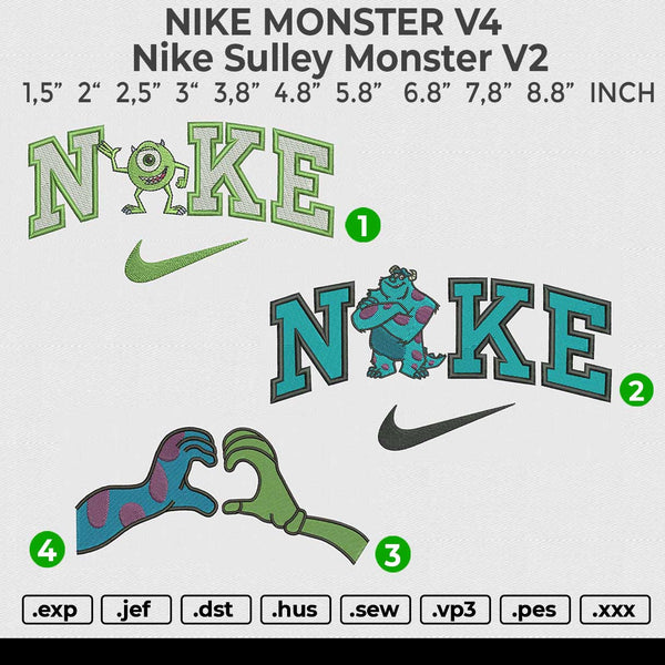 NIKE MONSTER AND SULLEY MONSTER V2 COUPLE Embroidery File 6 size