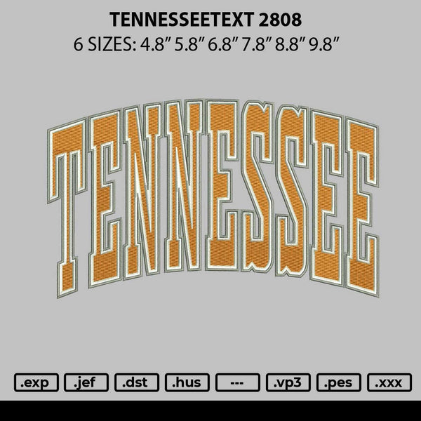 Tennesseetext 2808 Embroidery File 6 sizes