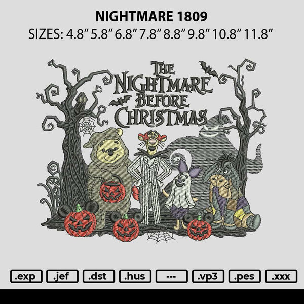 Nightmare 1809 Embroidery File 6 sizes