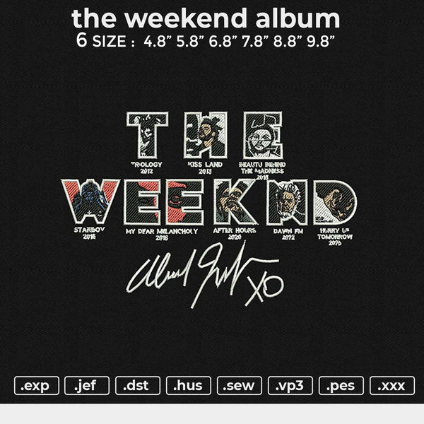 The weekend album Embroidery File 6 size