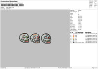 Three Skulls Embroidery File 6 sizes