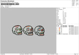Three Skulls Embroidery File 6 sizes
