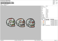 Three Skulls Embroidery File 6 sizes
