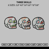 Three Skulls Embroidery File 6 sizes