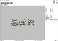 Three Cats 01 Embroidery File 6 sizes