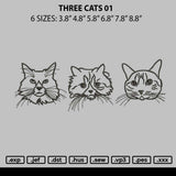 Three Cats 01 Embroidery File 6 sizes