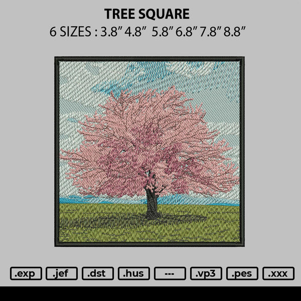 Tree Square Embroidery File 6 sizes