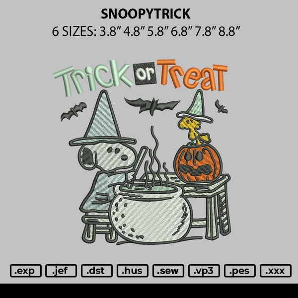 Snoopy Trick Embroidery File 6 size