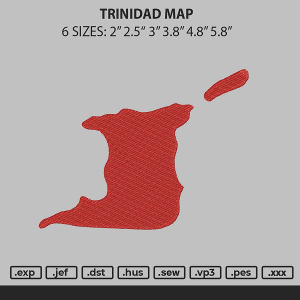 Trinidid Map Embroidery File 6 sizes