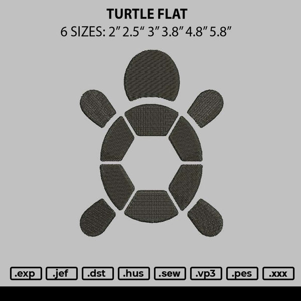 Turtle Flat Embroidery File 6 sizes